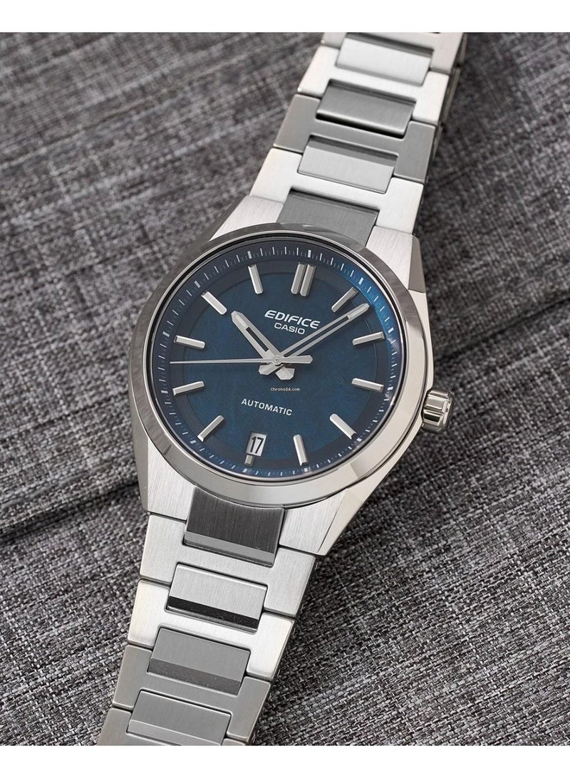 كاسيو Edifice Men’s Automatic Watch EFK‑100YD‑2A, 43.5 mm Blue Textured Dial & Silver Stainless Steel Bracelet, 100 m WR - Image 4